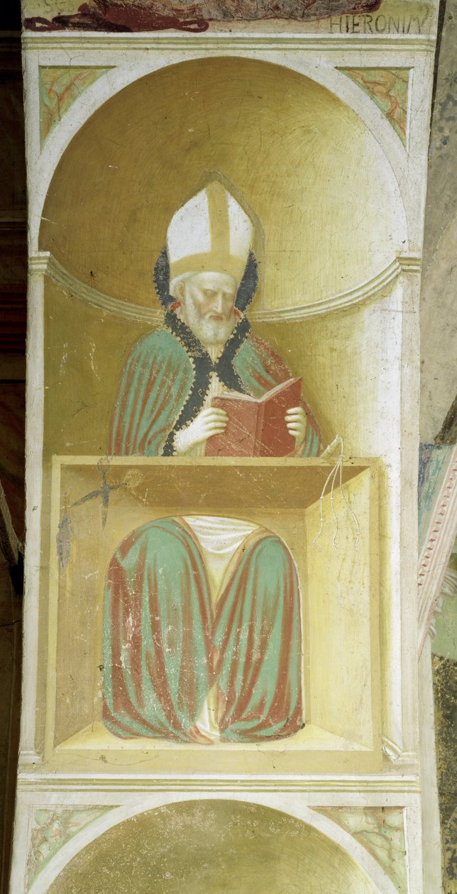 St Ambrosius av Milano (ca 340-397) från absidens intrados av Tommaso Masolino da Panicale