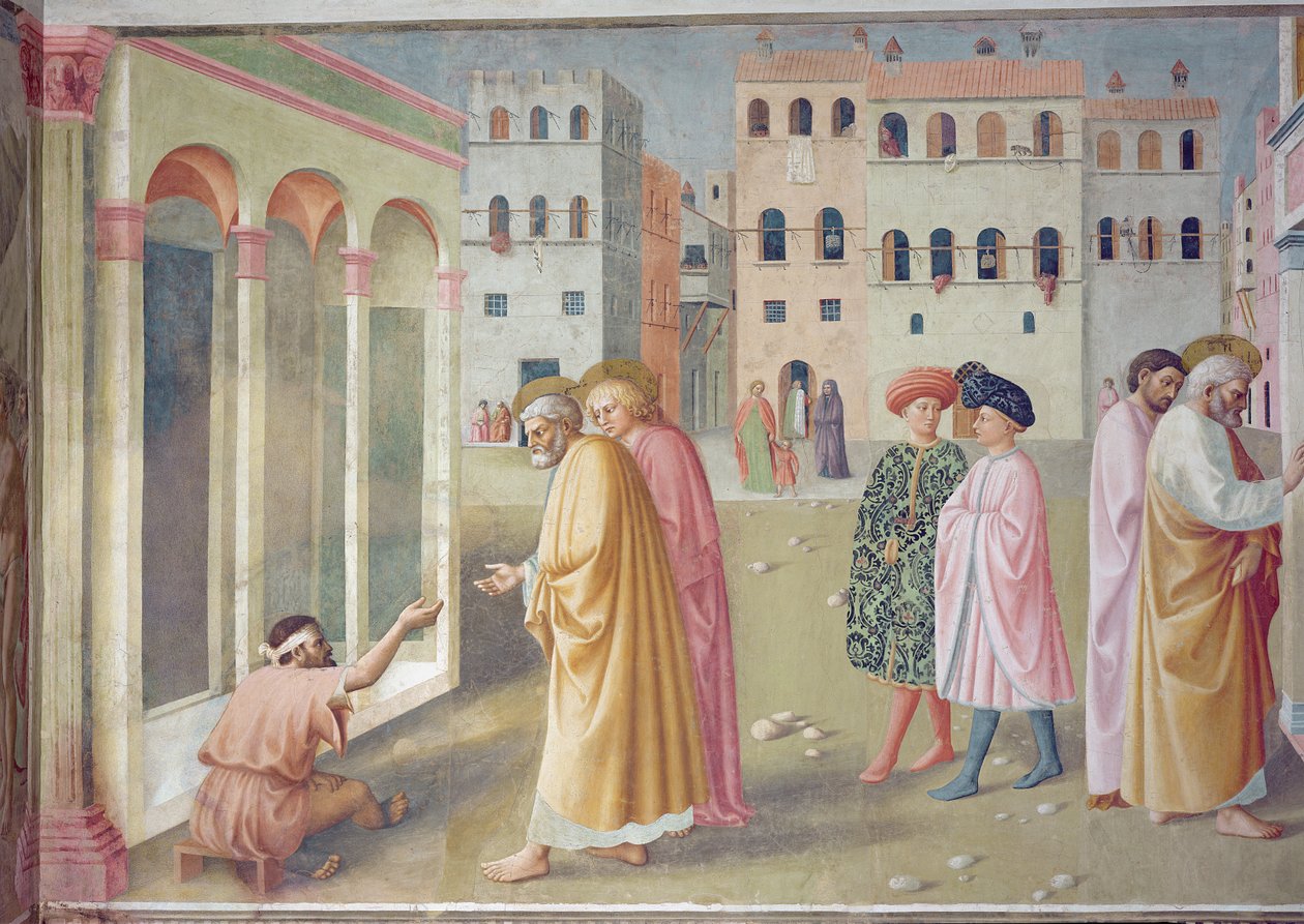 St. Peter som helar en krympling, ca 1427 (detalj av 57195) av Tommaso Masolino da Panicale
