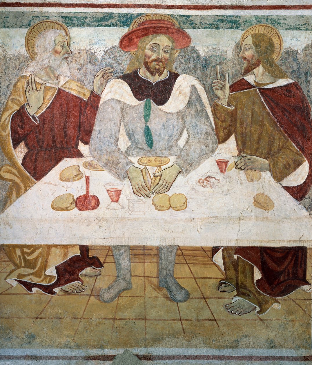 Nattvarden med Emmaus lärjungar av Tommaso (active 1479 1509) (workshop) Cagnola