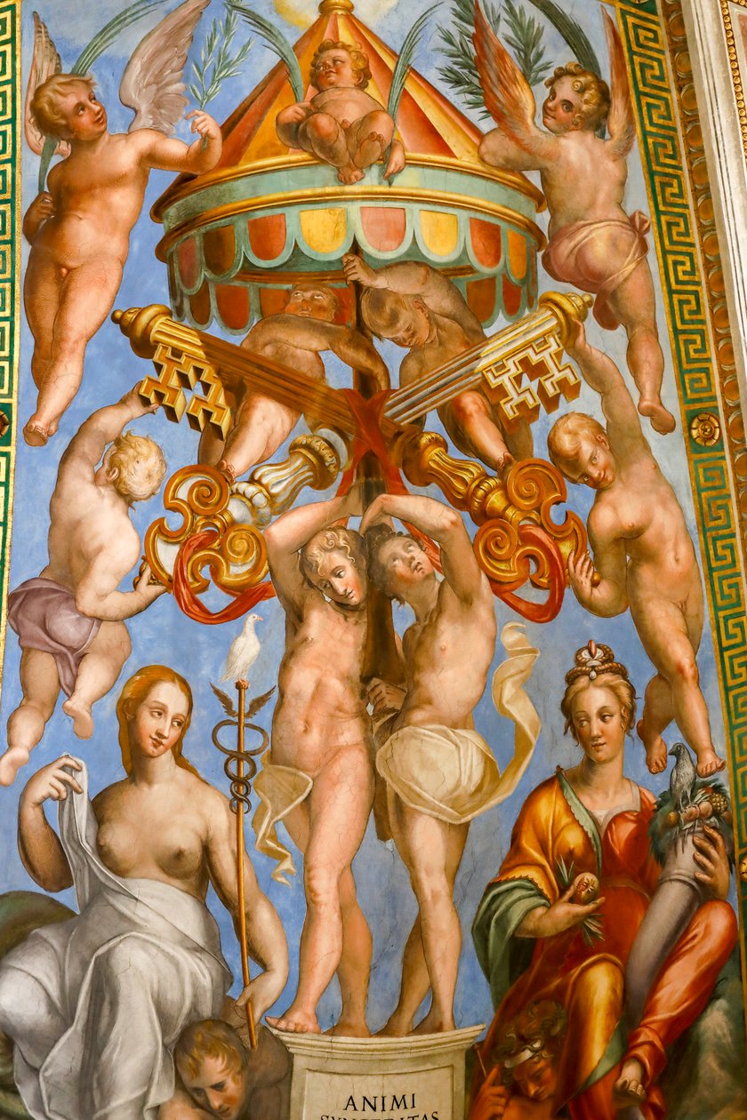 taket i Hall of Constantine, detalj. 1585 (fresk) av Tommaso Laureti
