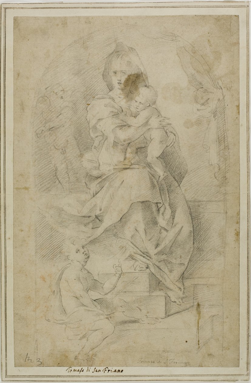 Madonna med barnet och barnet Johannes Döparen av Tommaso Manzuoli