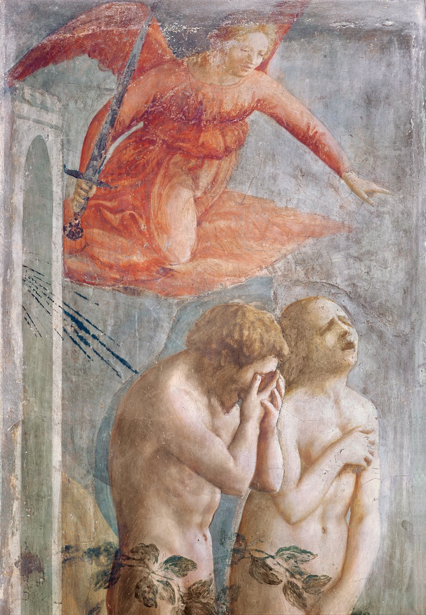 Detalj av Adam och Eva förvisade från paradiset, ca 1427 (fresk) (detalj av 30029) av Tommaso Masaccio