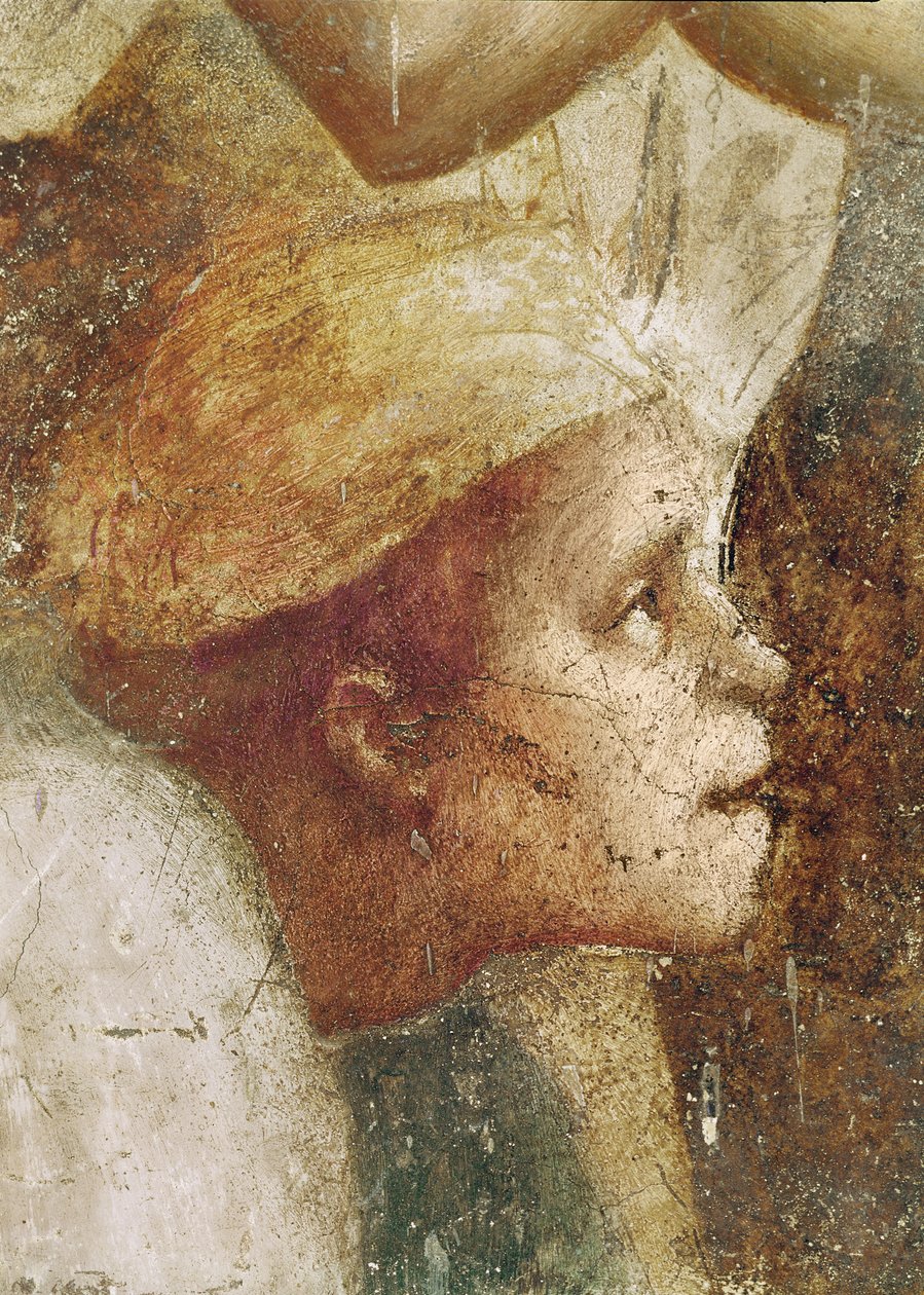 Kristen huvud, från S:t Petrus som helar med sin skugga, ca 1427 (detalj av 60321) av Tommaso Masaccio
