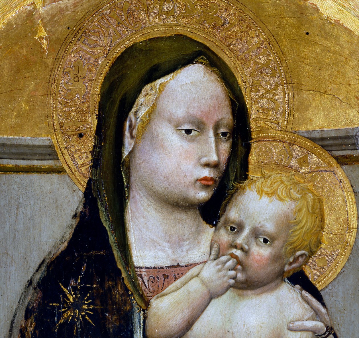Madonna med barn, detalj från San Giovenale-triptyken av Tommaso Masaccio