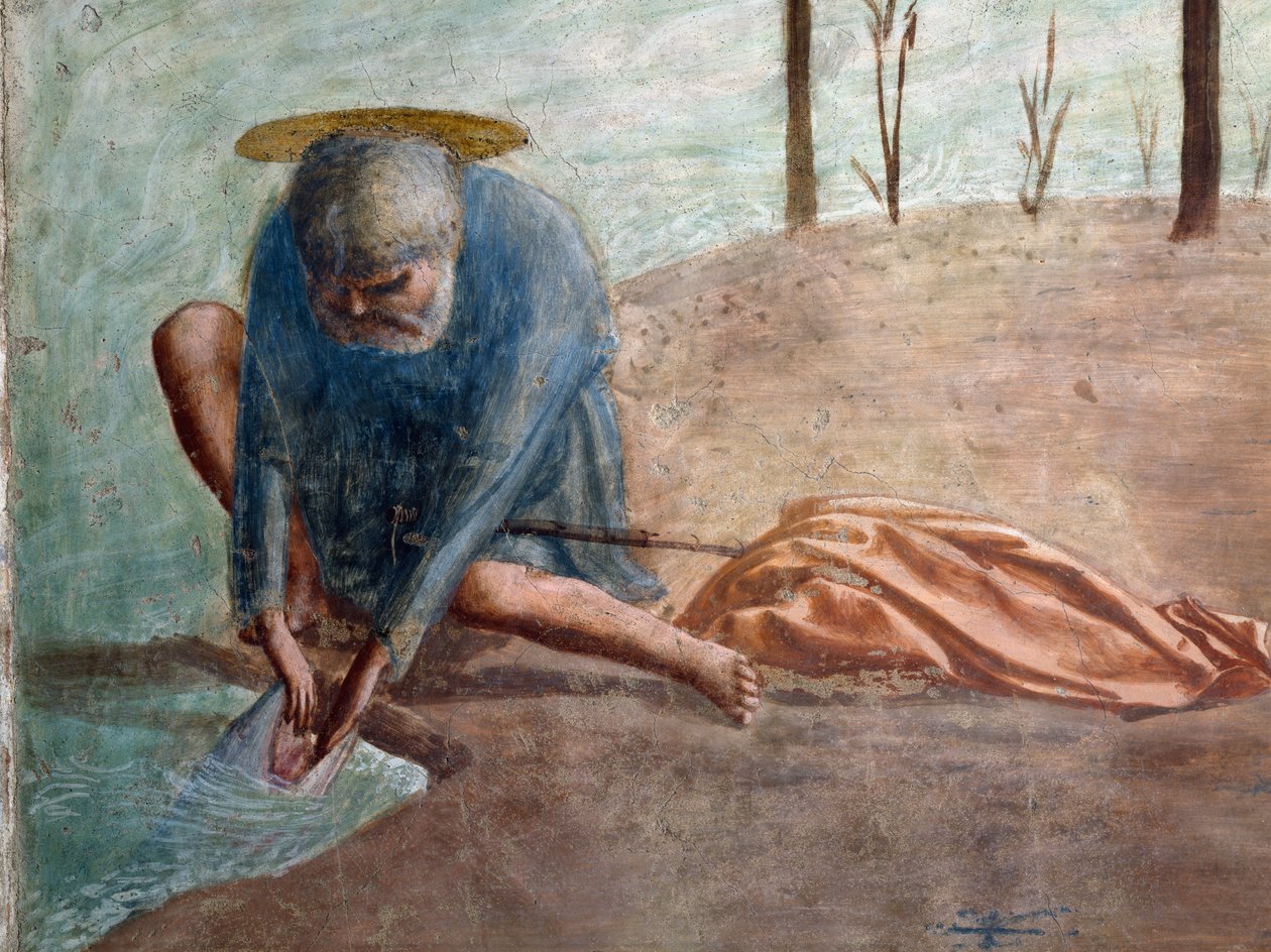 Petrus drar ut myntet ur fisken, Santa Maria del Carmine av Tommaso Masaccio