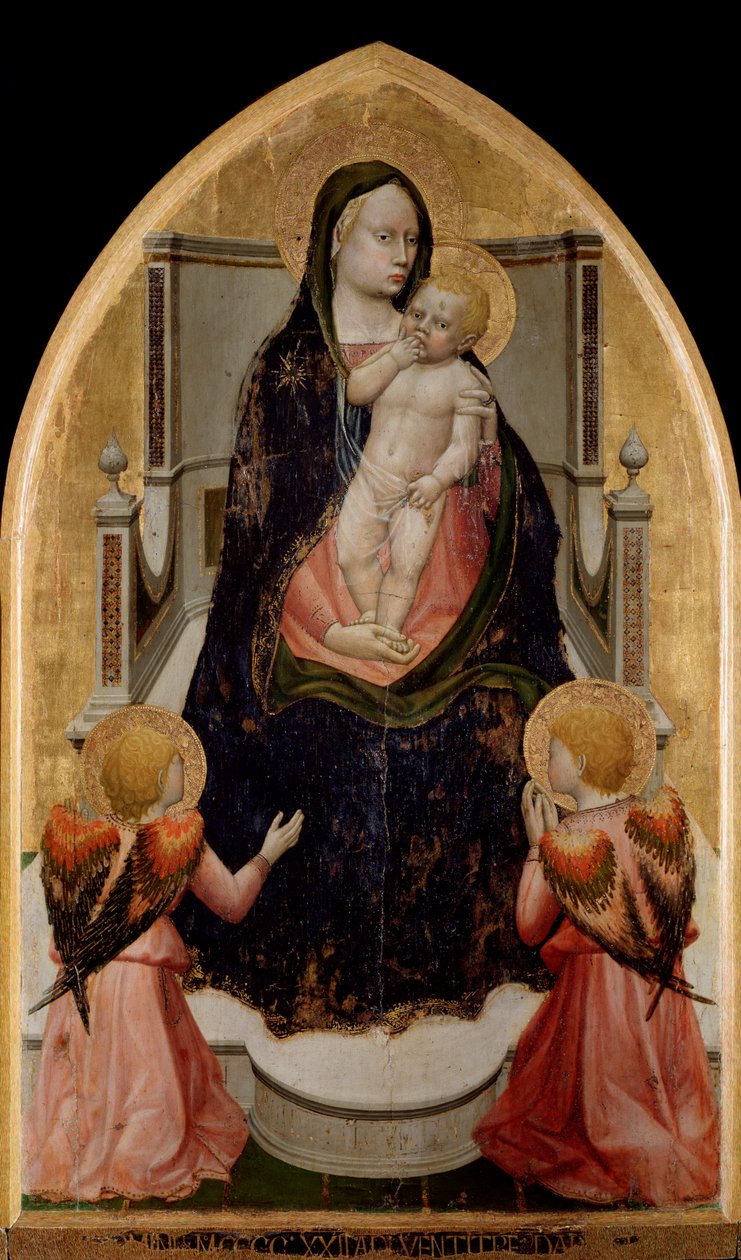 San Giovenale Triptyk: Jungfru och barn, Centralpanel - altartavla av Tommaso Masaccio