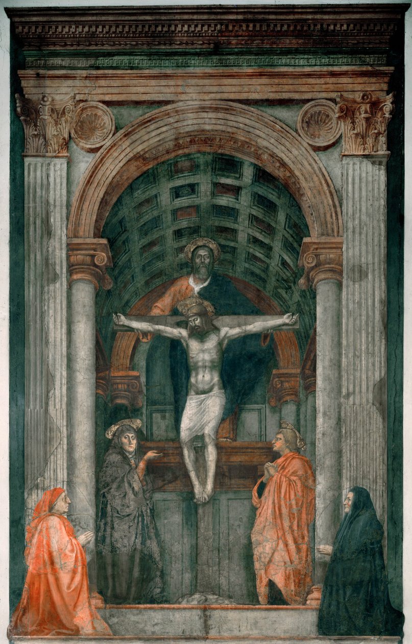 Den heliga treenigheten. Fresko (freska) av Tommaso Masaccio