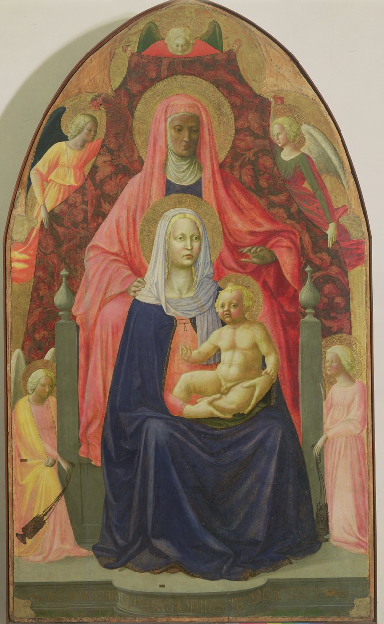 Jungfru och barn med St Anne, 1424 (tempera på panel) av Tommaso Masaccio