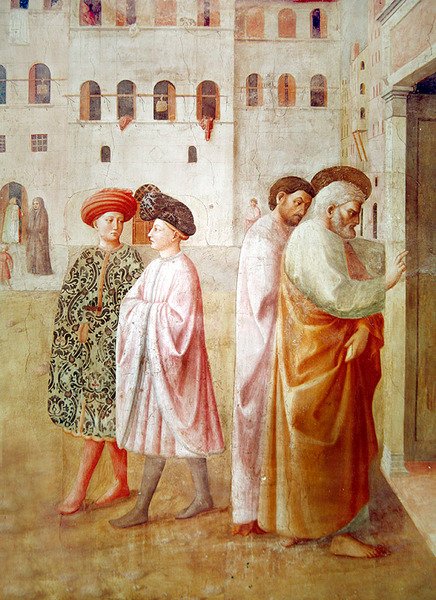 Detalj av St. Peter, från upphöjelsen av Tabitha, ca 1427 (detalj av 57195) av Tommaso Masolino da Panicale
