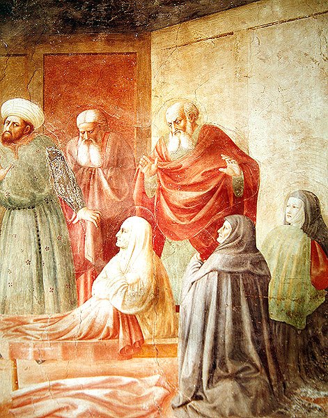 Detalj av Tabitha, från Resandet av Tabitha, c.1427 av Tommaso Masolino da Panicale