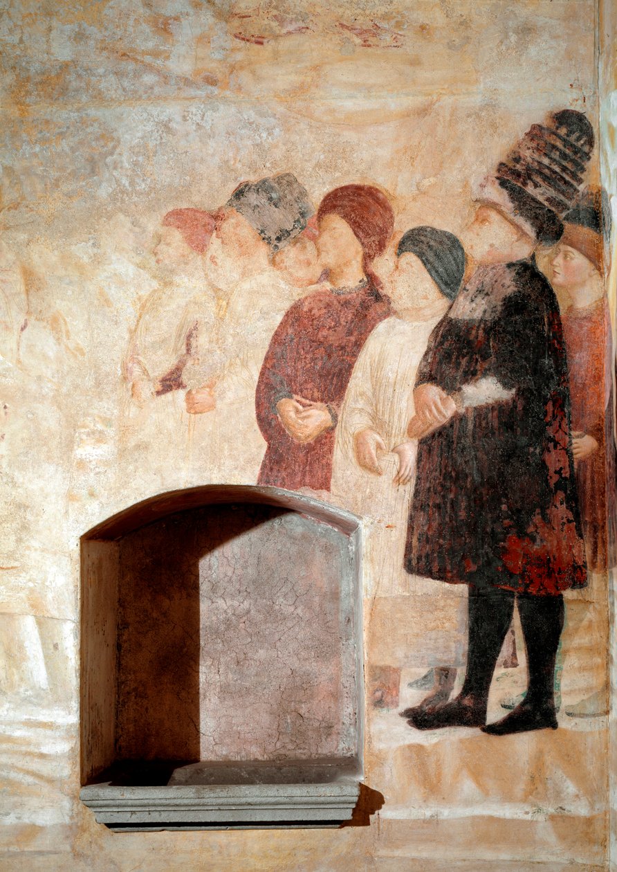 Avsnitt av Johannes Döparens liv: en grupp män - av Tommaso Masolino da Panicale