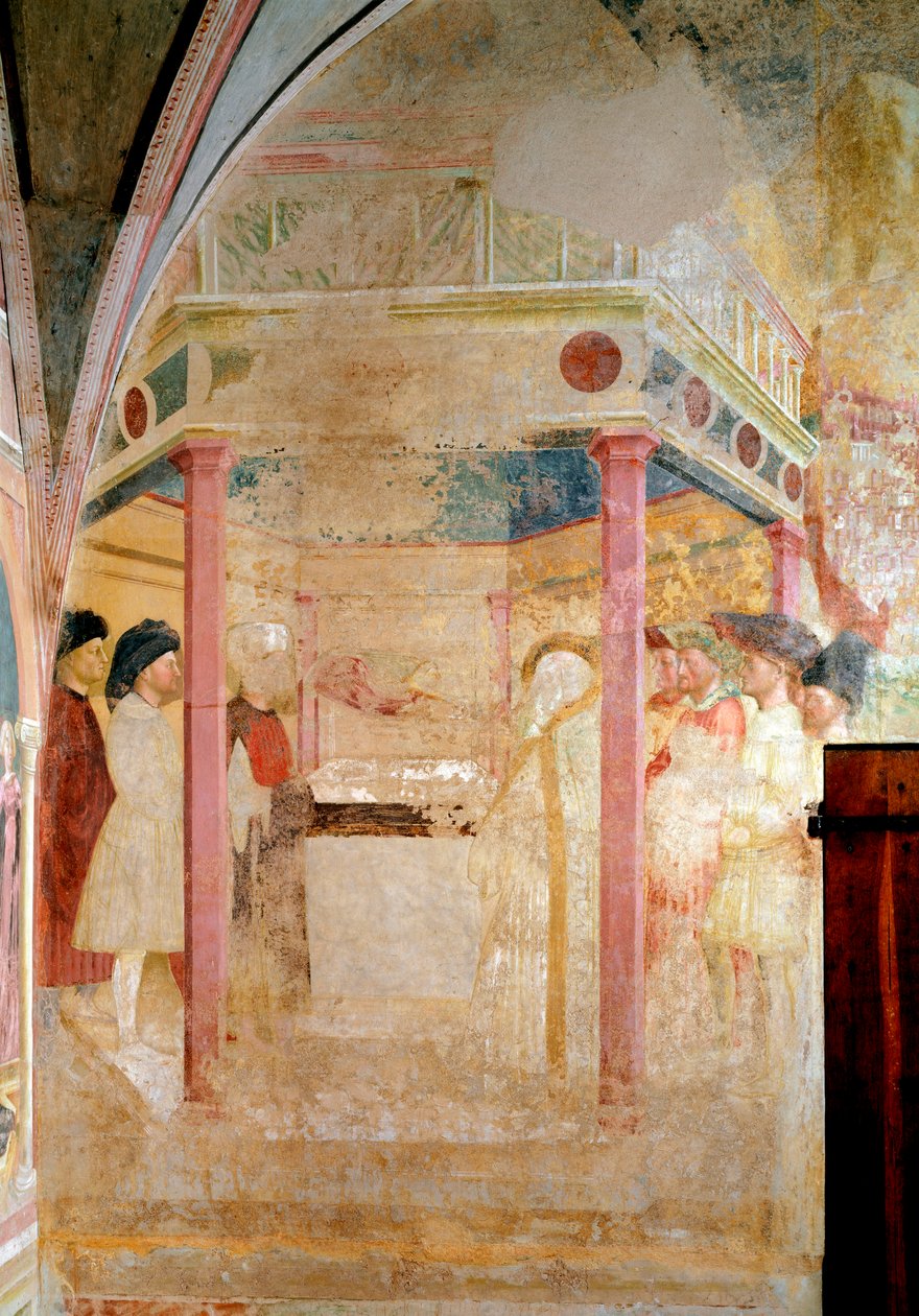 Johannes Döparens liv: Bebådelsen till den helige Sakarias - Fresk av Tommaso Masolino da Panicale