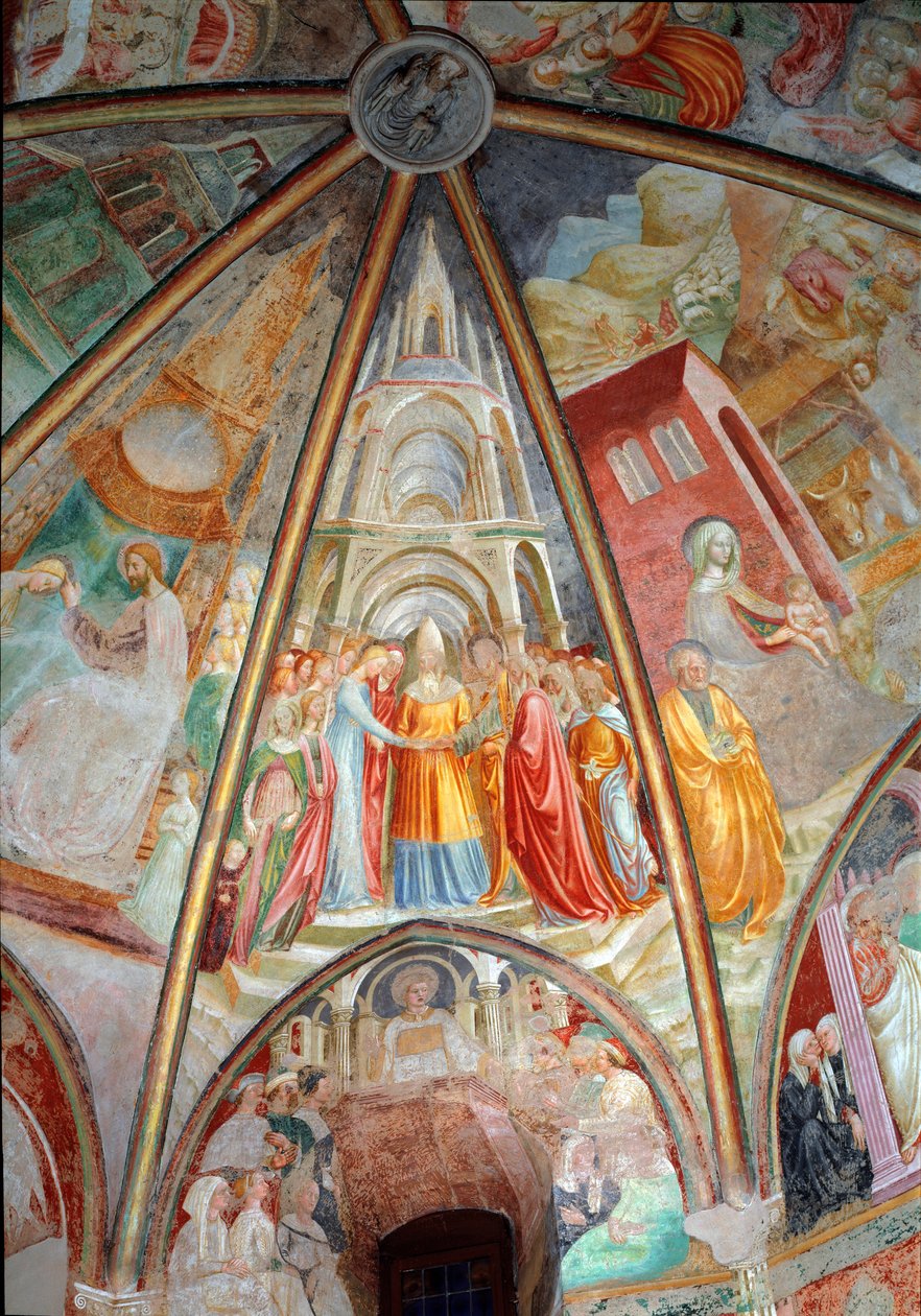 Jungfruns liv: äktenskapet - Fresco av Tommaso Masolino da Panicale