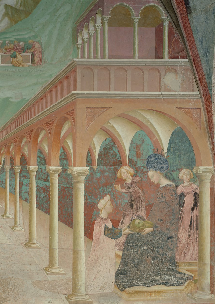 Salome presenterar John Baptists huvud för sin mor Herodias, 1435 av Tommaso Masolino da Panicale