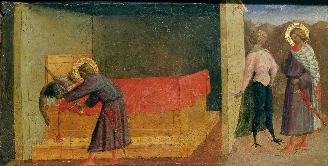 S:t Julianus sjukhusherren dödar sin mor och far av Tommaso Masolino da Panicale