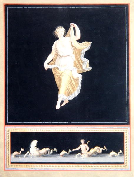 Kopia av en Pompeiansk allegorisk målning, en panoramisk tapetdesign, c, 1790 av Tommaso Piroli