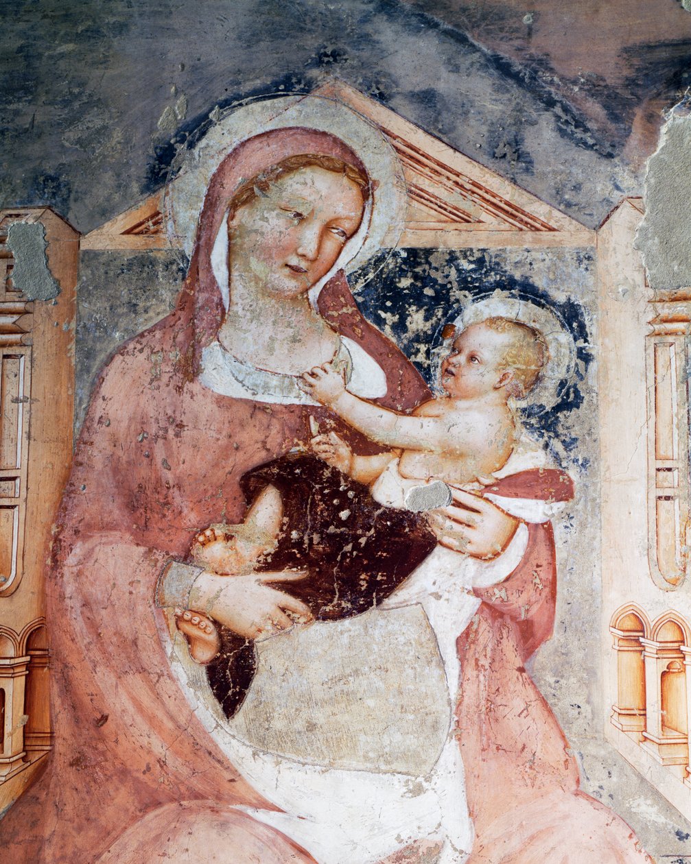 Madonna och barn, detalj från cykeln Stories of St Ursula av Tommaso da Modena