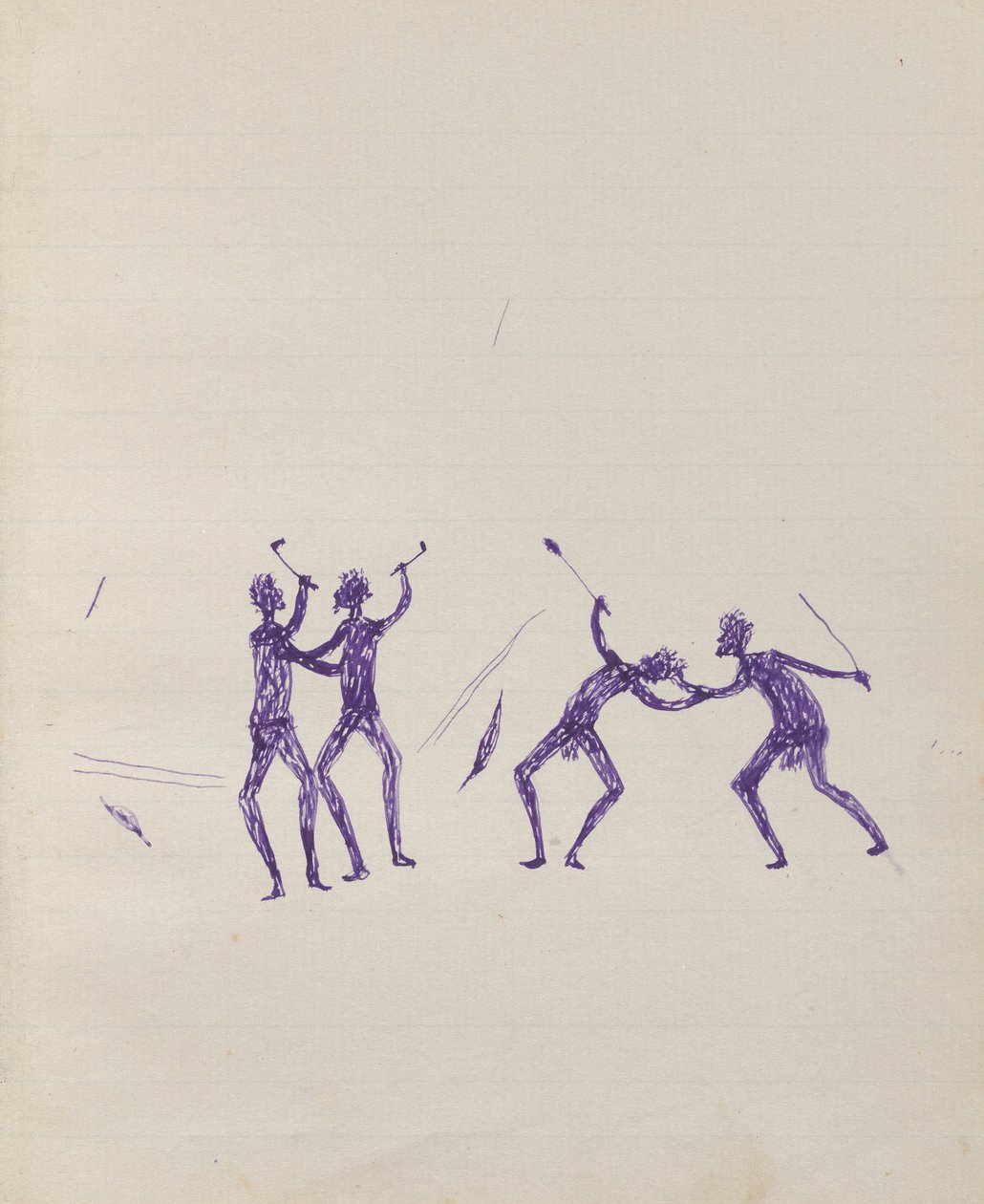 Kwatkwat people - (Aboriginals fighting) Sketchbook mainly of activities of Aboriginals and Whites av Tommy McRae