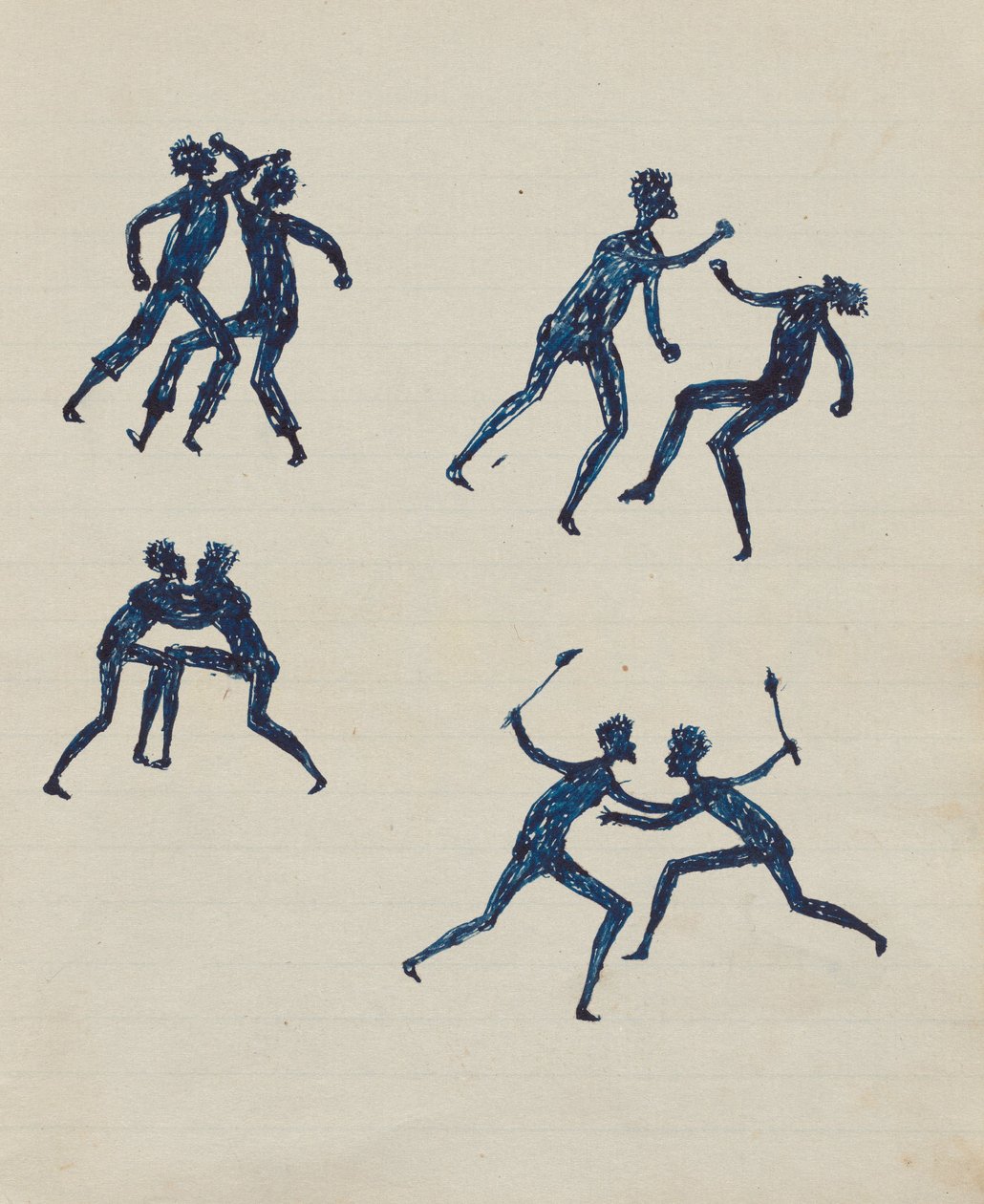 Kwatkwat people - (Aboriginals fighting) Sketchbook mainly of activities of Aboriginals and Whites av Tommy McRae