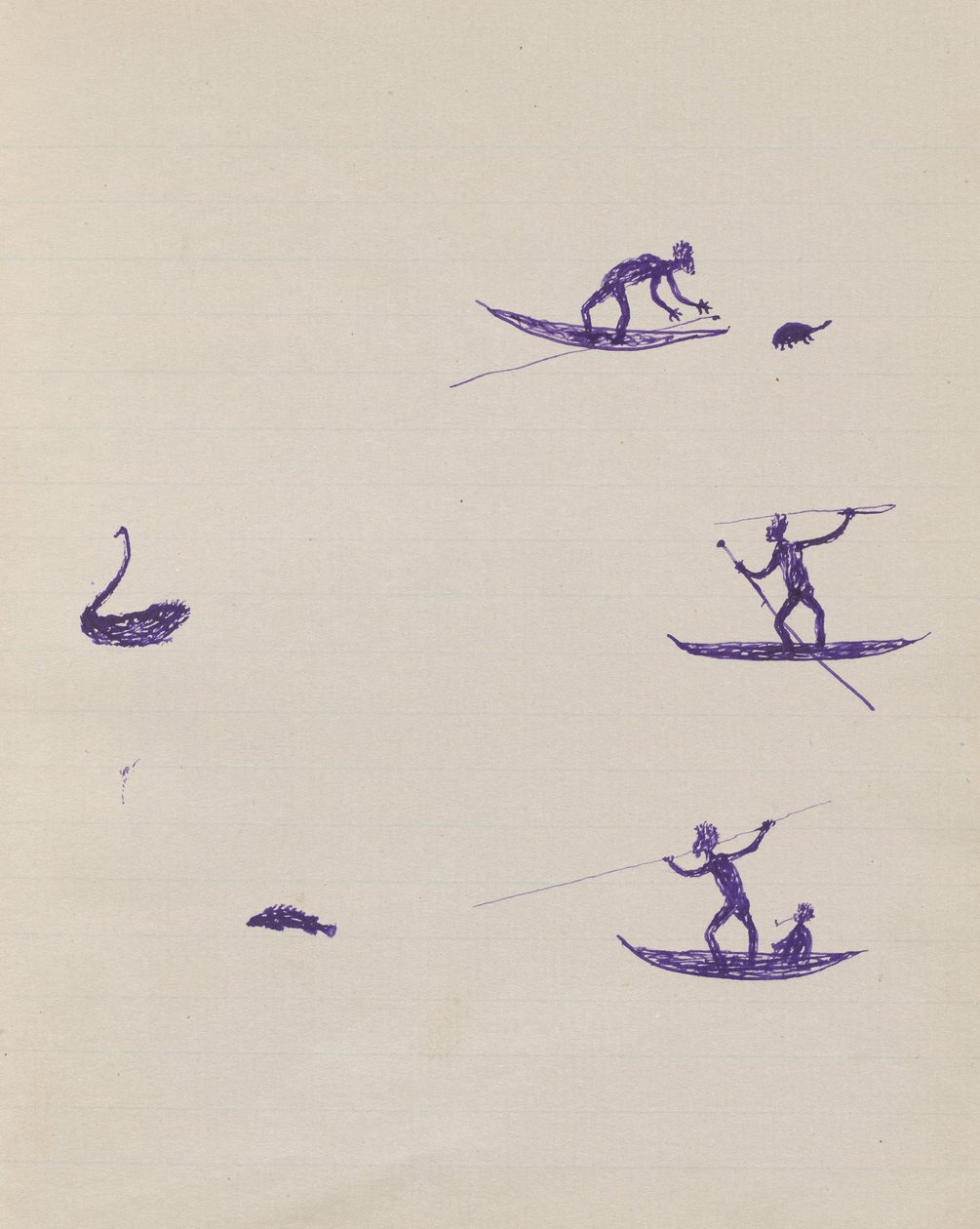 Kwatkwat people - (Aboriginals spearing turtle, swan and fish) Sketchbook mainly of activities of Aboriginals and Whit... av Tommy McRae