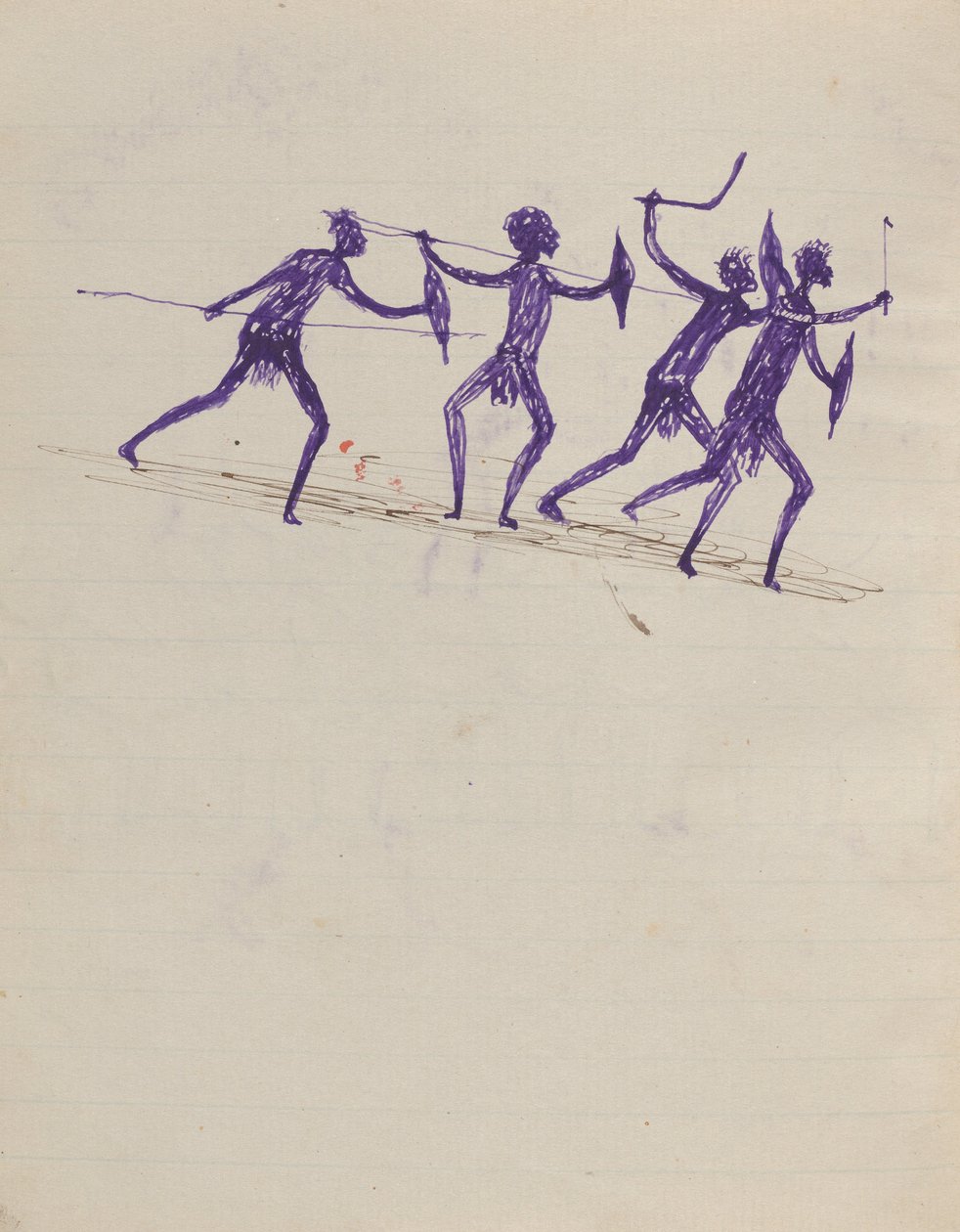 Kwatkwat people - (Aboriginals with weapons) Sketchbook mainly of activities of Aboriginals and Whites av Tommy McRae