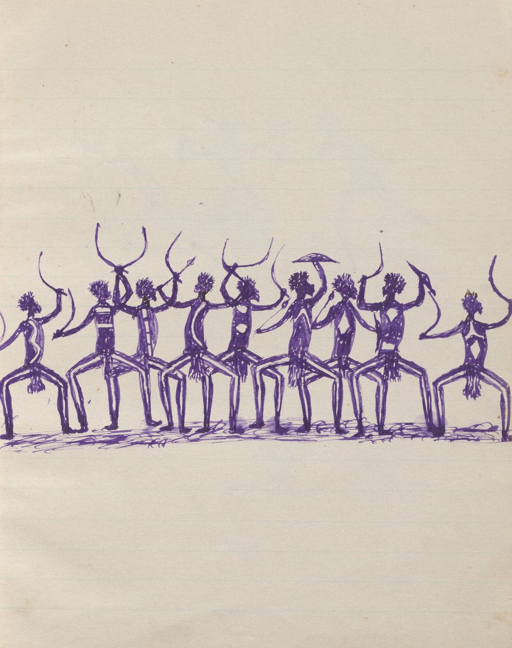 Kwatkwat people - (Corroboree) Sketchbook mainly of activities of Aboriginals and Whites av Tommy McRae