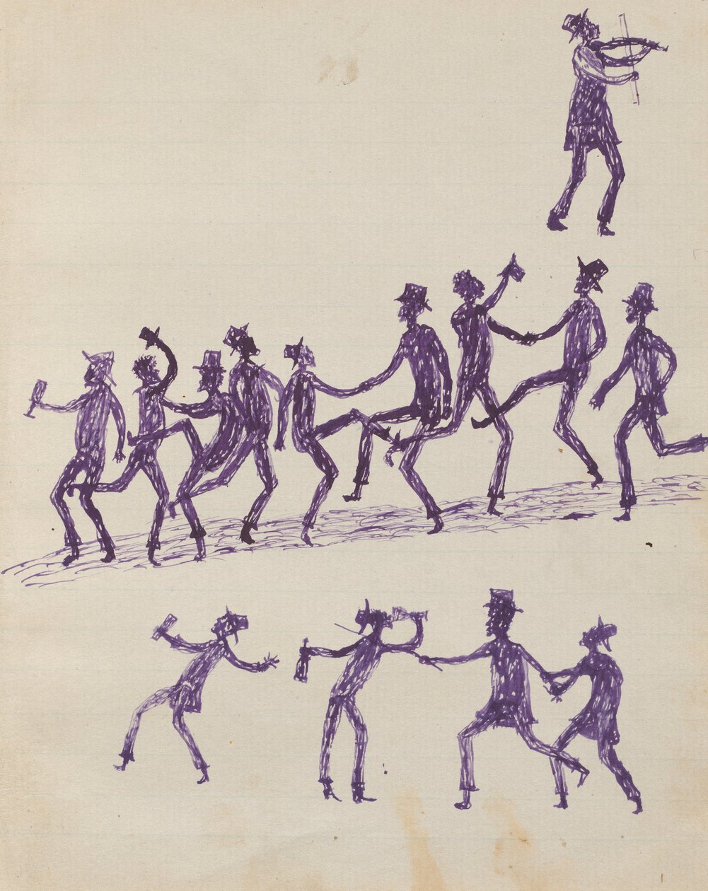Kwatkwat people - (Drunken revellers) Sketchbook mainly of activities of Aboriginals and Whites av Tommy McRae