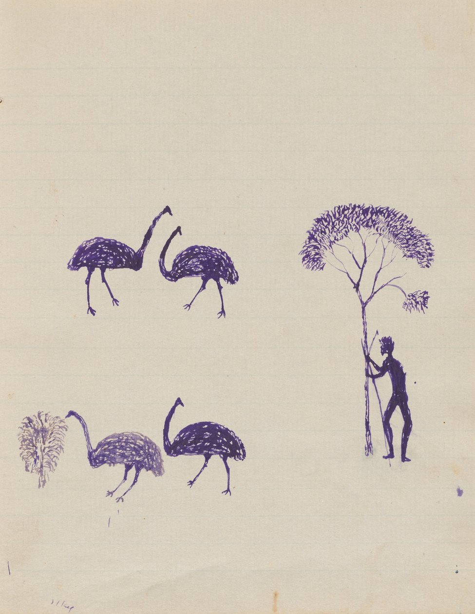 Kwatkwat people - Sketchbook mainly of activities of Aboriginals and Whites 17854 av Tommy McRae
