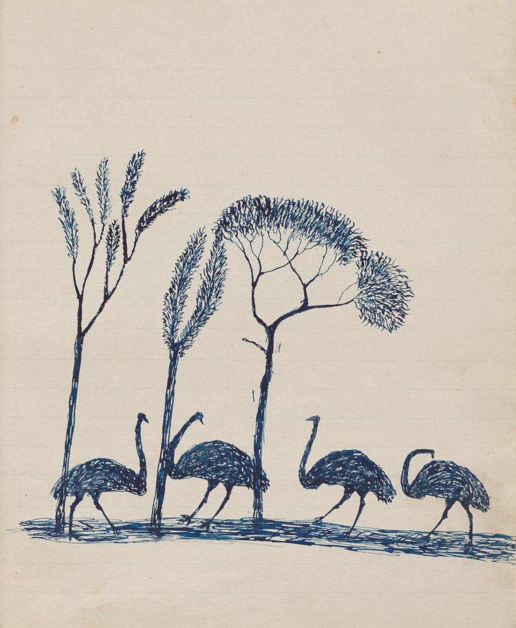 Kwatkwat people - (Emus) Sketchbook mainly of activities of Aboriginals and Whites av Tommy McRae