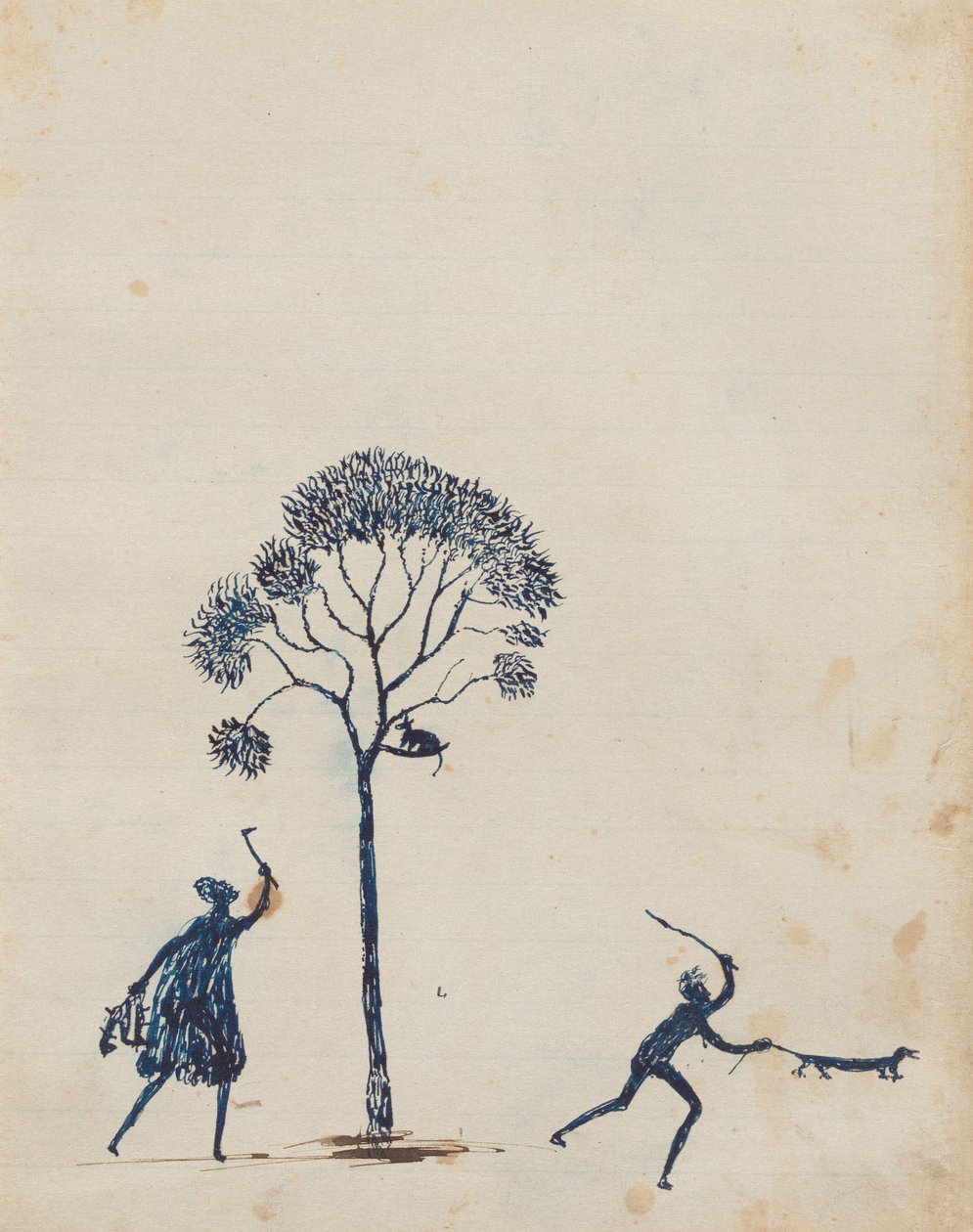 Kwatkwat people - (Possum and goanna hunting) Sketchbook mainly of activities of Aboriginals and Whites av Tommy McRae