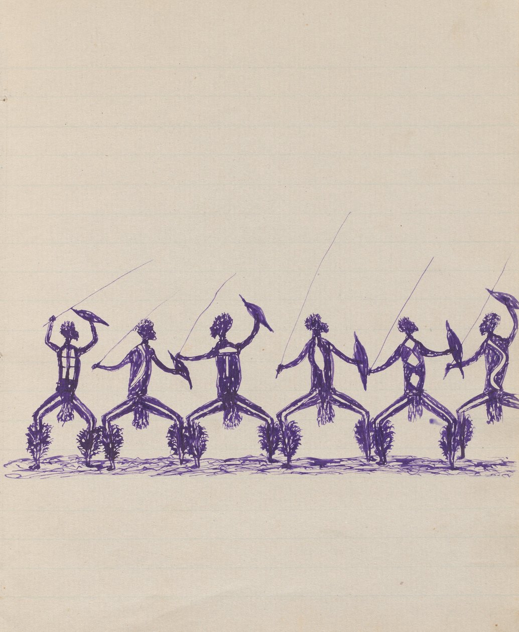 Kwatkwat people - (War dance) Sketchbook mainly of activities of Aboriginals and Whites av Tommy McRae