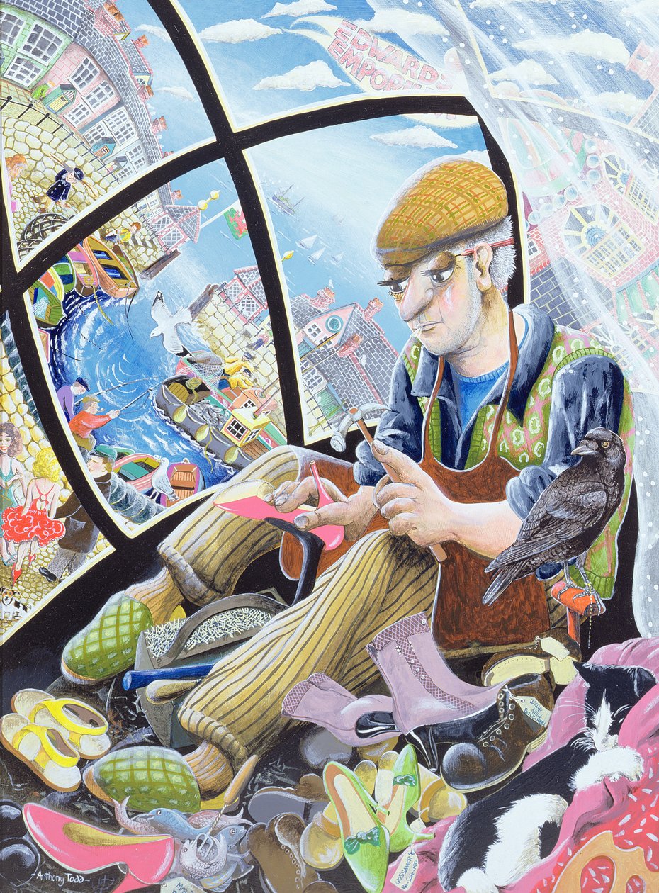 Jack Black kullerstenar och fantiserar om sina kunders välformade fötter, 2007 (akryl på panel) av Tony Todd