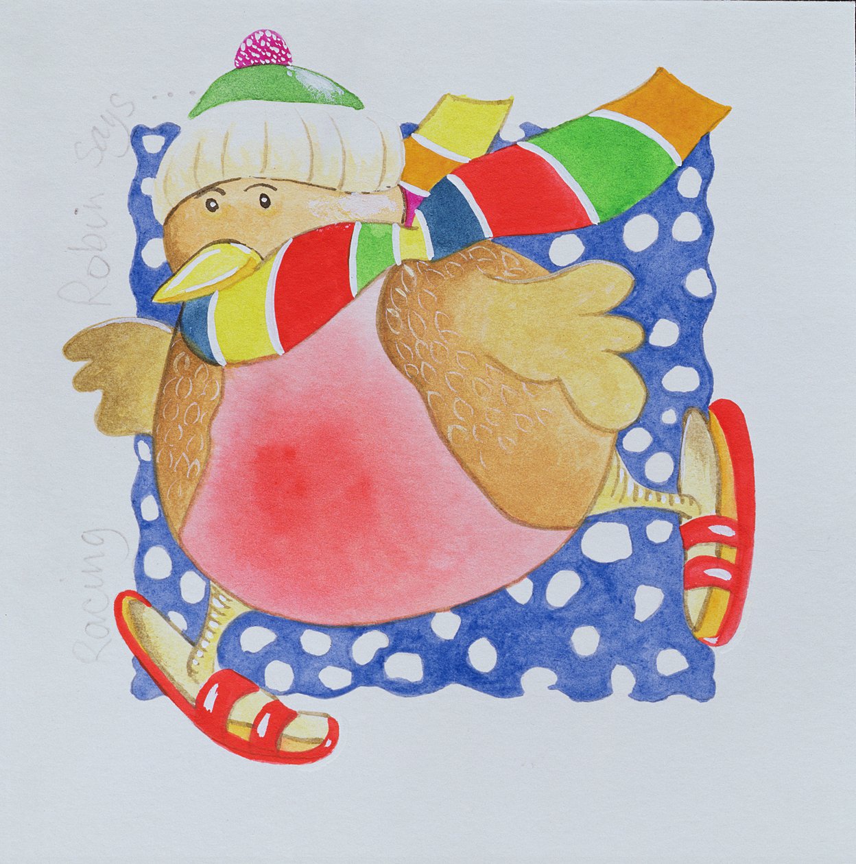 Snow Robin, 2005 (wc på papper) av Tony Todd