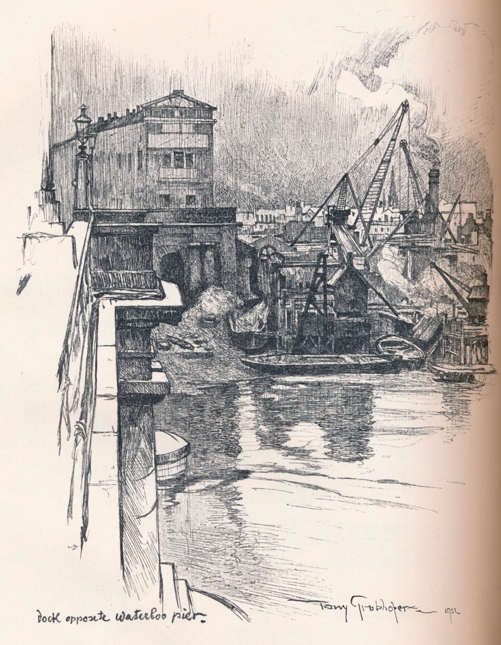 Dock mittemot Waterloo Pier, c1902 av Tony Grubhofer