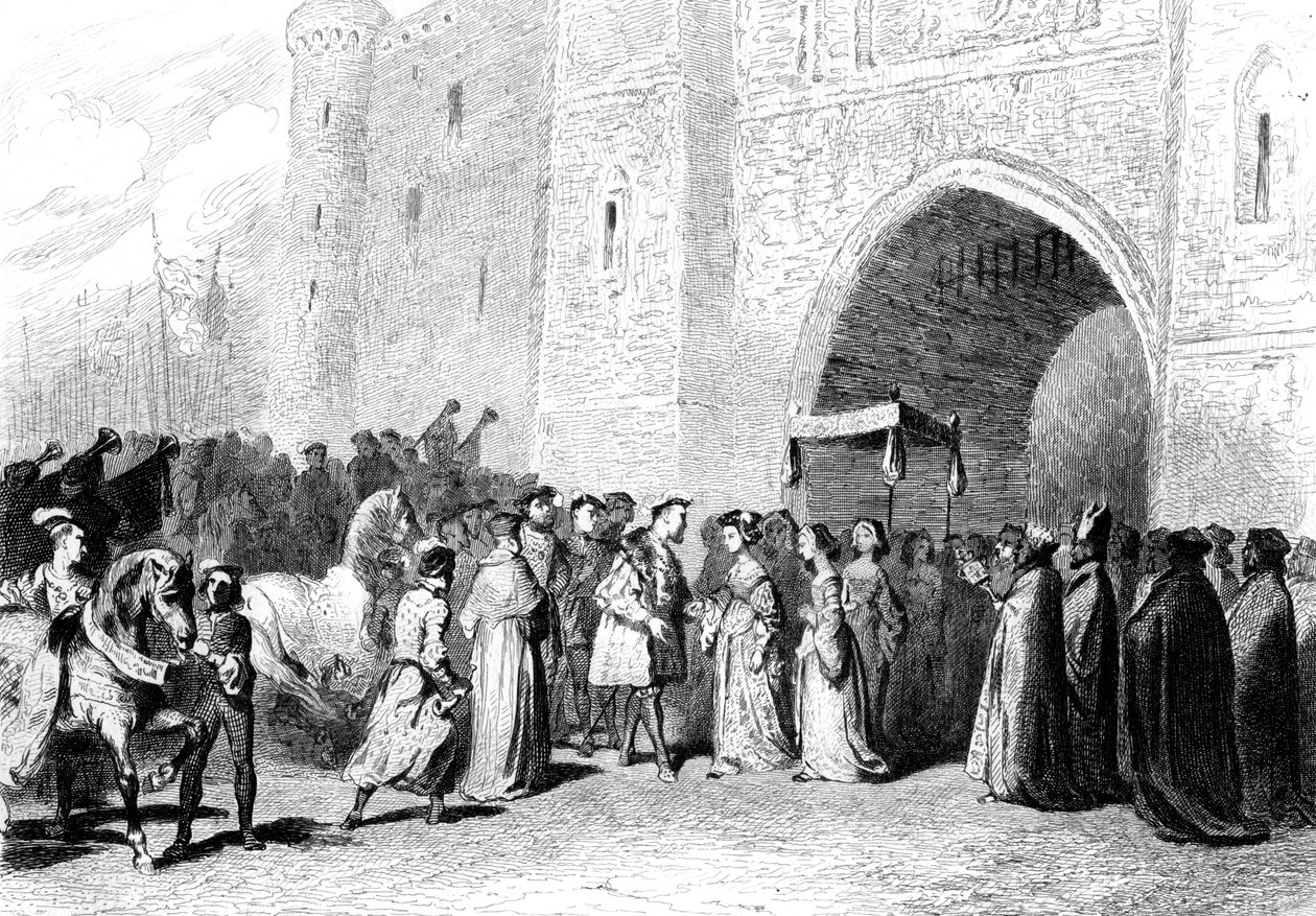Mötet mellan Henrik VIII och Anne Boleyn, 1520-talet, 1842 av Tony Johannot