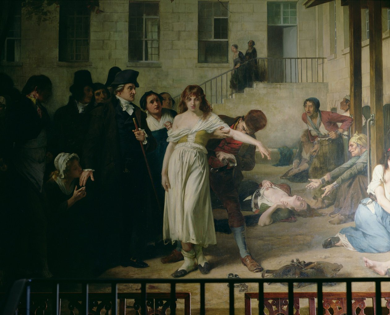 Philippe Pinel (1745-1826) släppte galningar från sina kedjor på asylanstalten Salpetriere i Paris 1795, 1886 (detaljer se även 164470) av Tony Robert Fleury