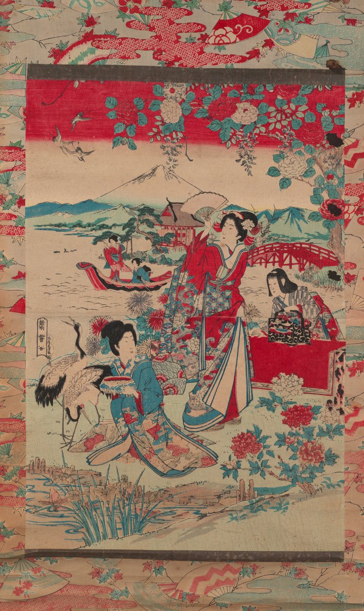 Geishas in a Landscape, ca 1870-80 (träblock i färg) av Torakiyo Sato Torakiyo Sato