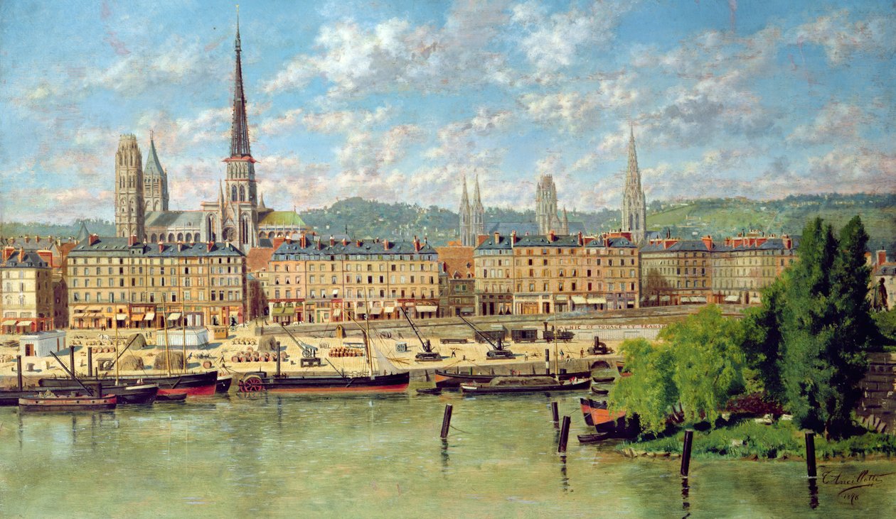 Hamnen i Rouen, 1878 av Torello Ancillotti