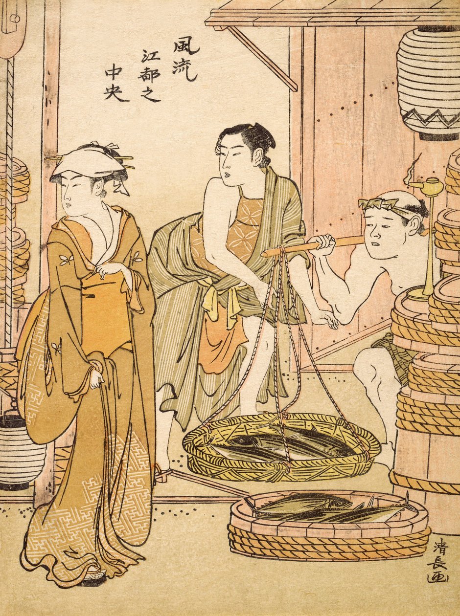 Fiskhandlare, pub.c1780 av Torii Kiyonaga
