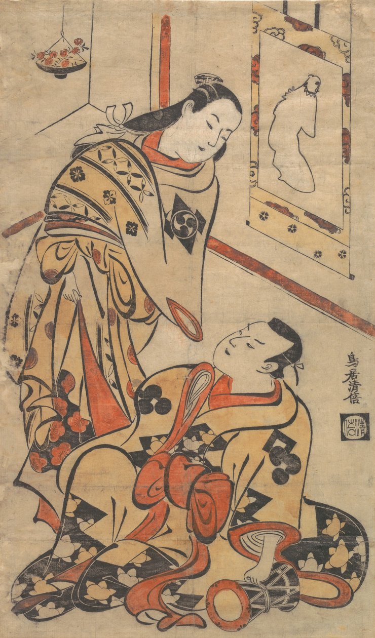 Kabuki ac och rs Gentaro Nakamura draft Ikushima Shingoro, va? 1710. , mygga. 1710. av Torii Kiyomasu I