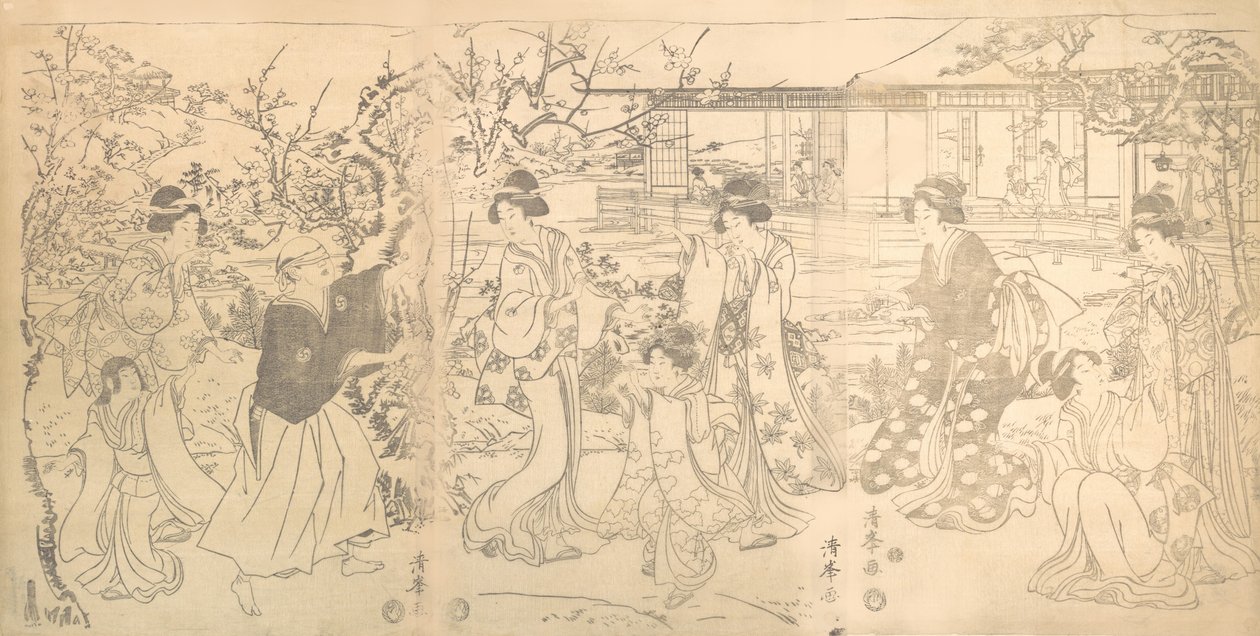 Scen från Chushingura Vendetta av de 47 lojala återförsäljarna, ca. 1820. av Torii Kiyomine