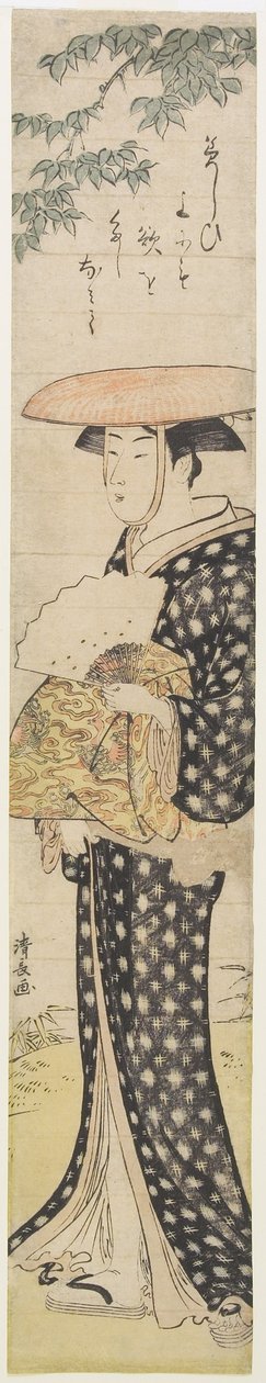 (En kvinna med hatt som går under ett träd), 1782 av Torii Kiyonaga