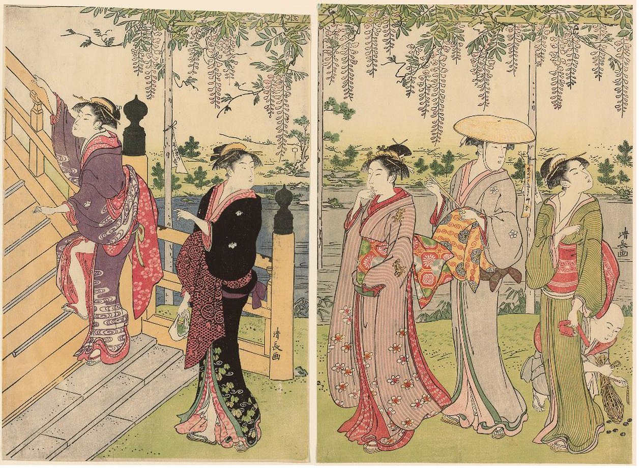 Beundra blåregn vid Kameido Shrine av Torii Kiyonaga