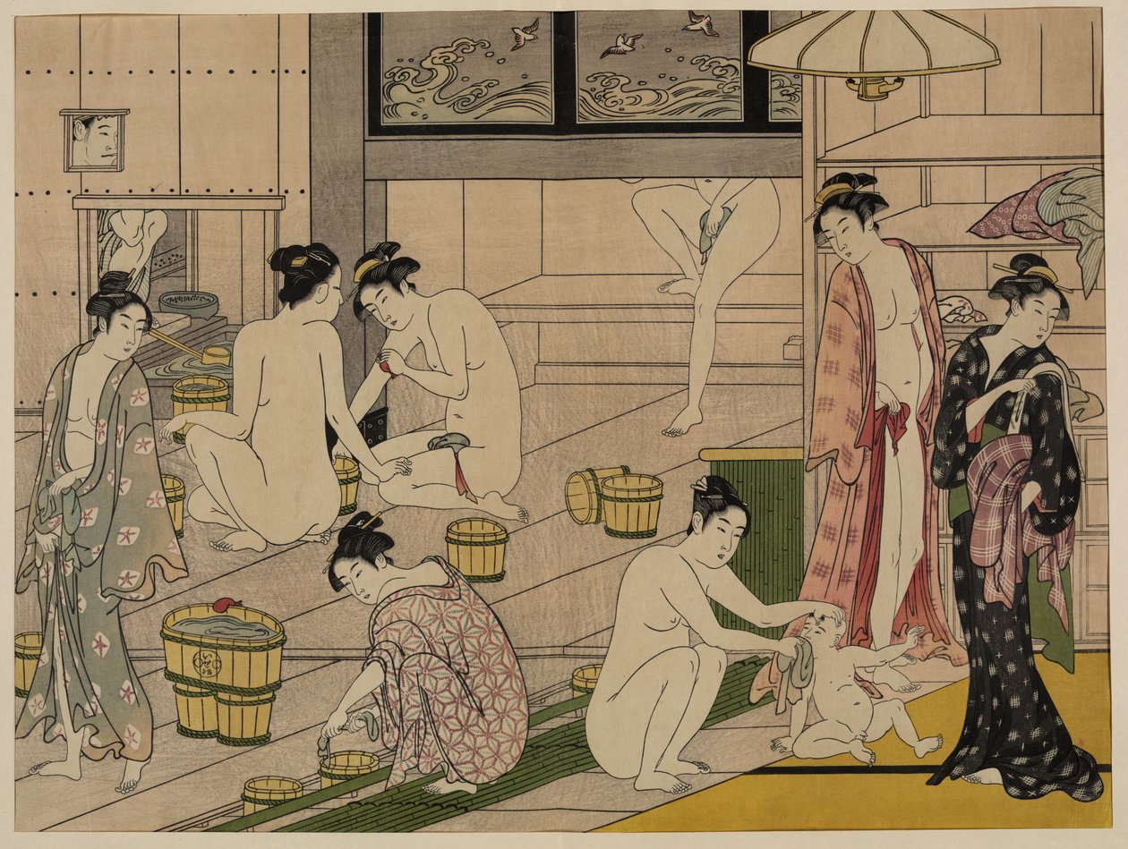 Badhus, ca 1785 (trätryck) av Torii Kiyonaga