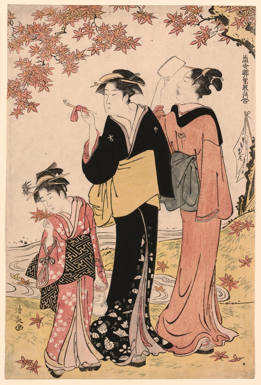 Beautys Under a Maple Tree, från serien "A Collection of Contemporary Beauties of the Pleasure Quarters (Tosei yuri bijin awase)" av Torii Kiyonaga