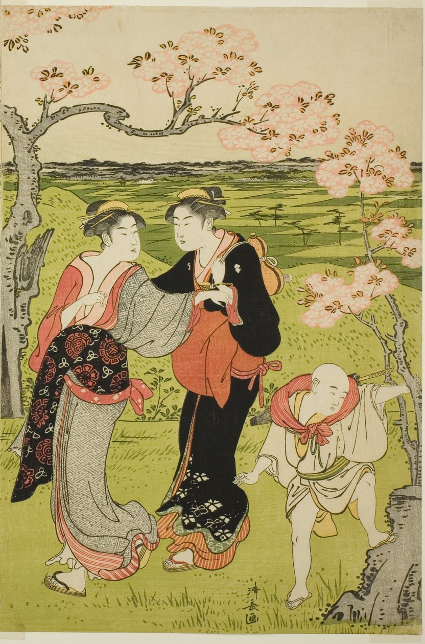 Körsbärsblomning vid Asuka Hill av Torii Kiyonaga