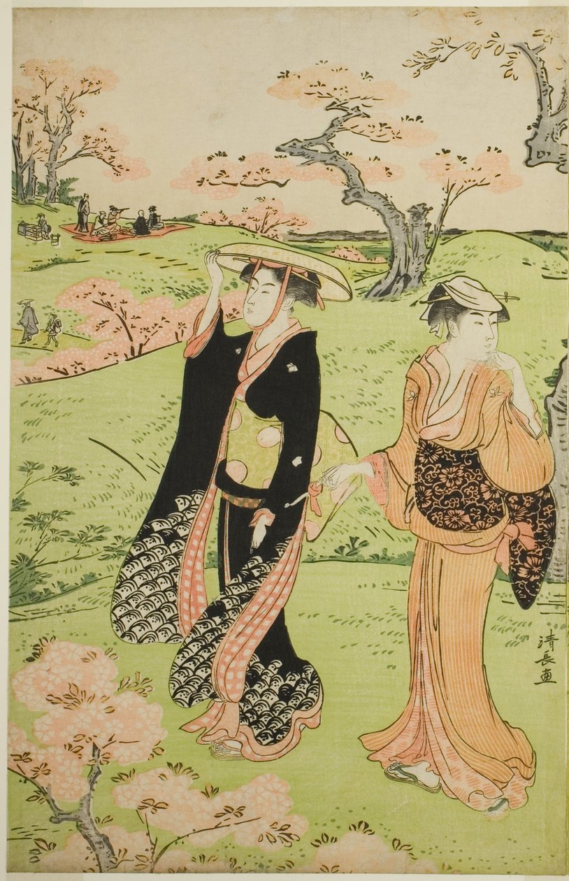 Körsbärsblomning vid Asuka Hill av Torii Kiyonaga