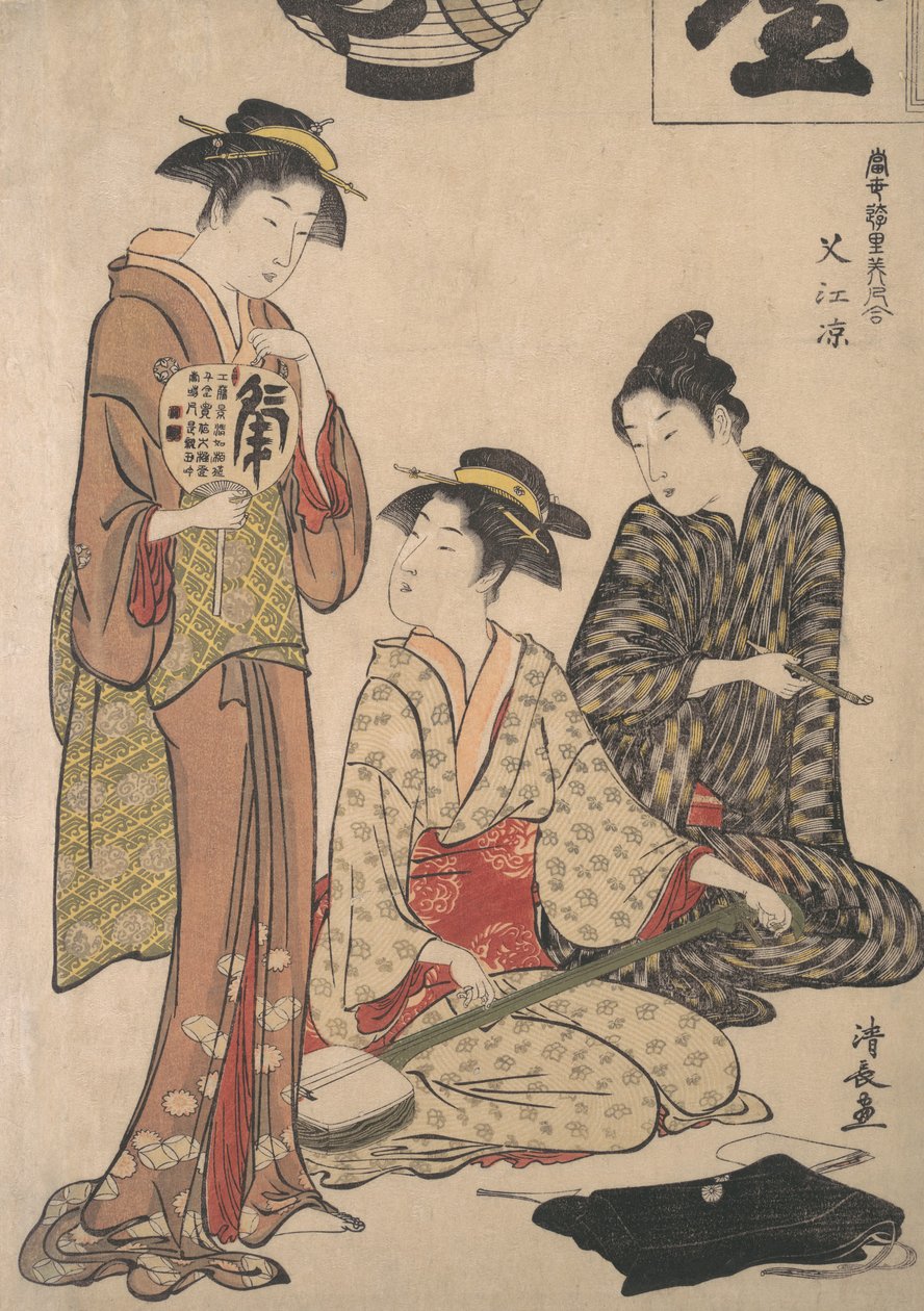 Njuter av den svala kvällen på Nakasu, ca. 1782-83. av Torii Kiyonaga