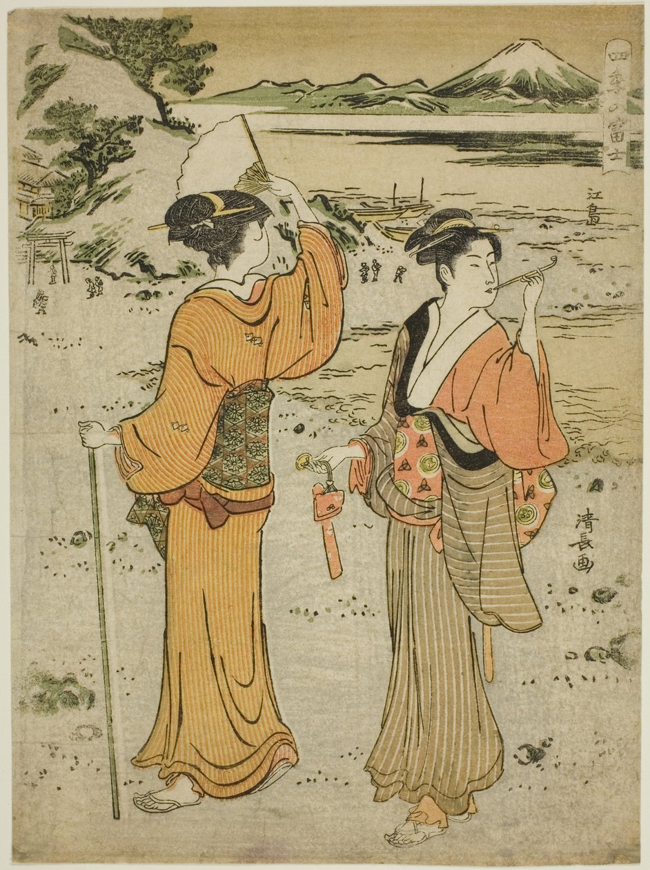 Enoshima, från serien "Mount Fuji in the Four Seasons (Shiki no Fuji)" av Torii Kiyonaga