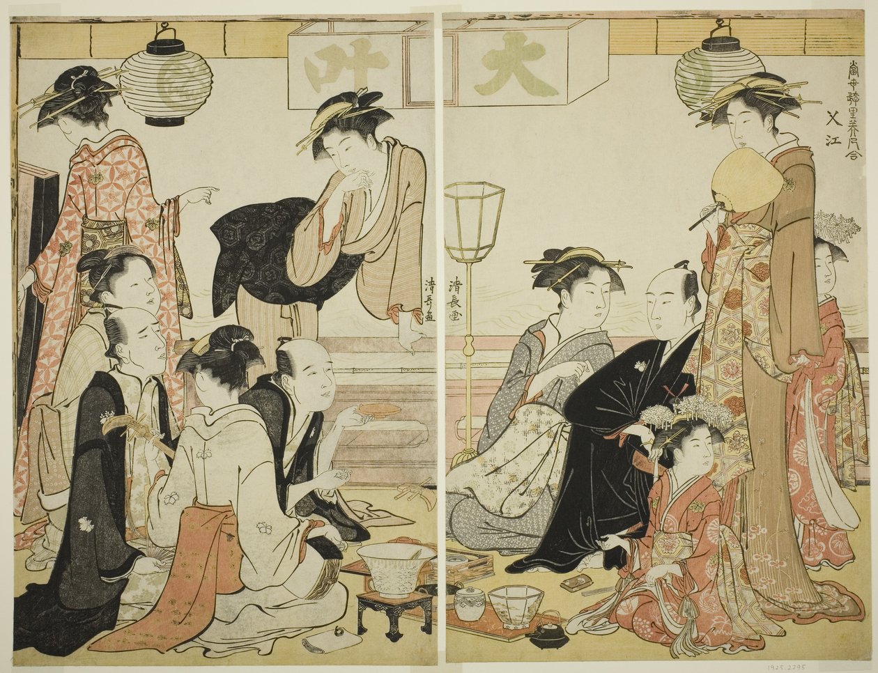 Entertainers of Nakazu, från serien A Collection of Contemporary Beauties of the Pleasure Quarters av Torii Kiyonaga